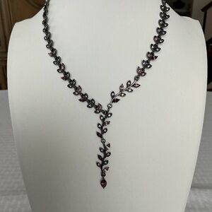 Nine West Lariat Gun Metal Tone Necklace